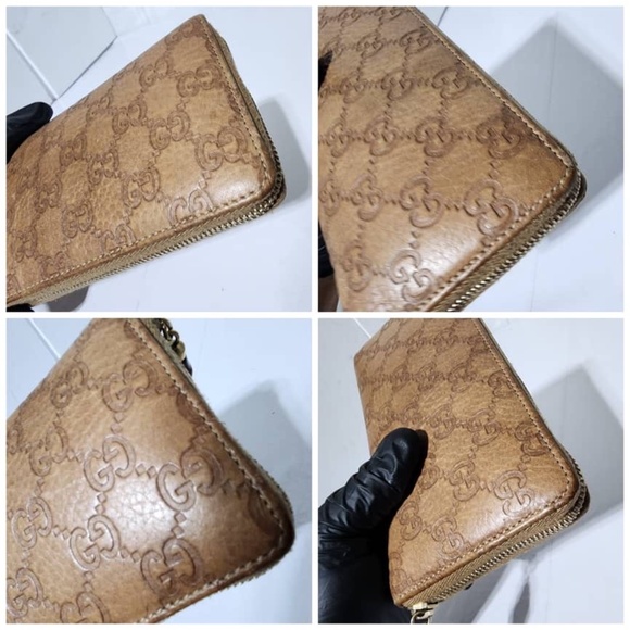 Authentic GUCCI Vintage Guccissima Bamboo Tassel Zip Around Wallet Light Brown - Picture 10 of 13